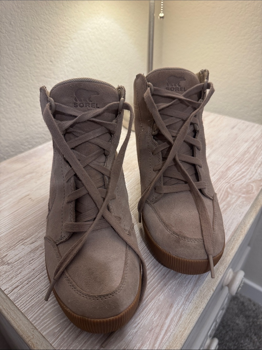 Sorel Taupe Suede Lace-Up Ankle Boots
